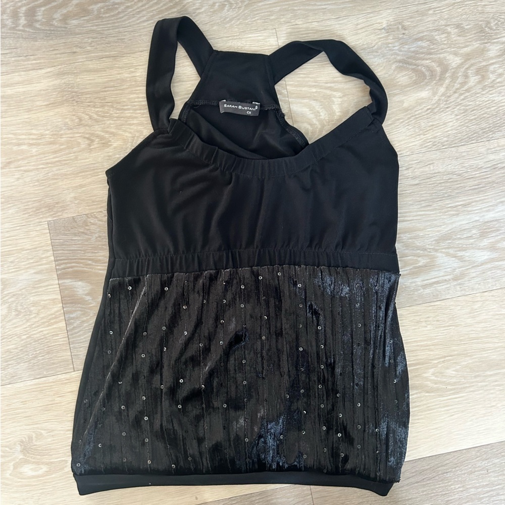 Sarah Bustani 2000s Black Halter Sequin Top